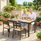 Aluminum Outdoor Dining Table for 6, Patio Rectangular Table, 47.2" x 35.4" x 29.1", Natural