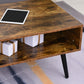 Retro Coffee Table with Storage Shelf and Drawer for Living Room, Vintage Wooden Sofa Side Table, Rustic Brown