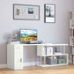 L-Shaped Rotating Computer Desk Home Office Study Workstation with Storage Shelves, Cabinet and Drawer for Home & Office, White