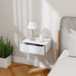 Set of 2 Wall Mounted Bedside Tables, Floating Nightstands with Drawer for Bedroom, White