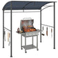 7' x 5' BBQ Grill Gazebo Tent, Garden Grill Canopy with Steel Frame and Hooks, Outdoor Sun Shade, Grey