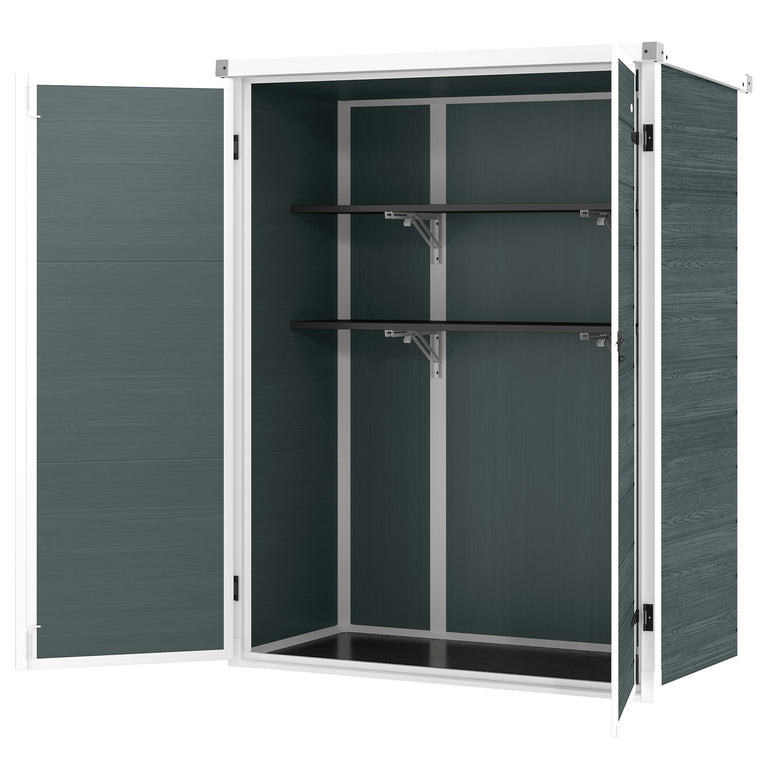 4.4' x 2.3' Plastic Garden Shed with Foldable Shelves