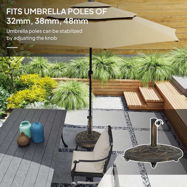 44 lbs Bronze Round Resin Umbrella Base with Wheels