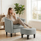 Accent Chair Modern Upholstered Living Room Chair with Ottoman and Pocket Spring Cushion Grey