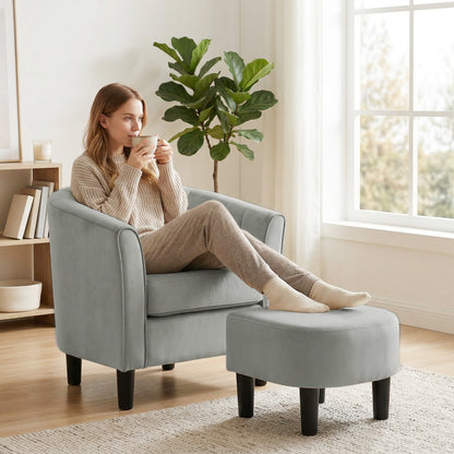 Upholstered Accent Chair with Ottoman
