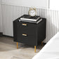 Bedside Table, Modern Nightstand with 2 Drawers, Side End Table with Metal Legs for Living Room, Bedroom, Black