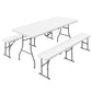 6FT 3-Piece Portable Outdoor Camping Table Bench Set with Carrying Handles, Folding Picnic Table with 2 Benches, White