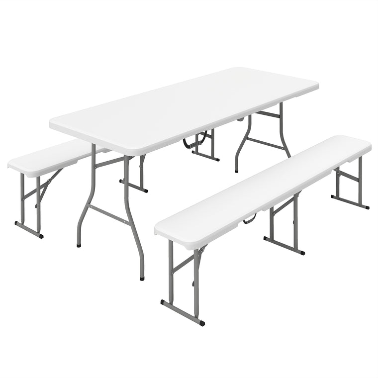 6ft 3-Piece Folding Picnic Table with 2 Benches