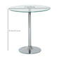Round Dining Table, Modern Pub Table with Tempered Glass Top, Galvanized Metal Base, Small Dining Table, Silver
