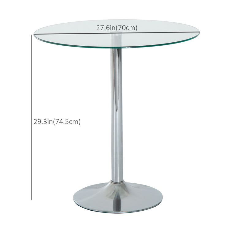 Round Glass-Top Pub Table - Silver