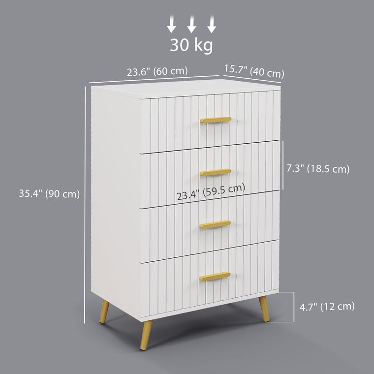 4-Drawer Chest of Drawers with Gold Handles