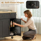 Kitchen Island Cart with Charging Station and Drop Leaf, Kitchen Island Table on Wheels with Trash Can Cabinet, Black