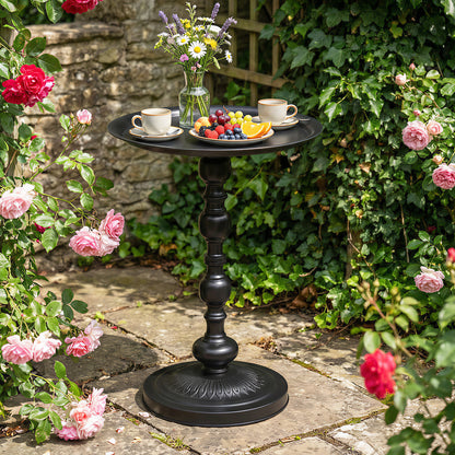 15.4" Round Metal Side Table with Tray Top