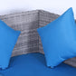 5 Pieces Wicker Patio Conversation Dining Furniture Set with Cushions, Table and Ottomans, Bright Blue