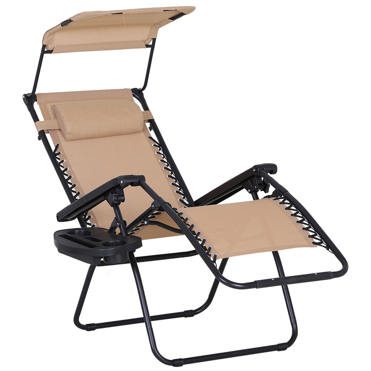 Zero Gravity Reclining Lounger with Canopy Shade & Tray