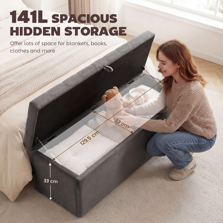 Tufted Velvet Storage Ottoman Bench
