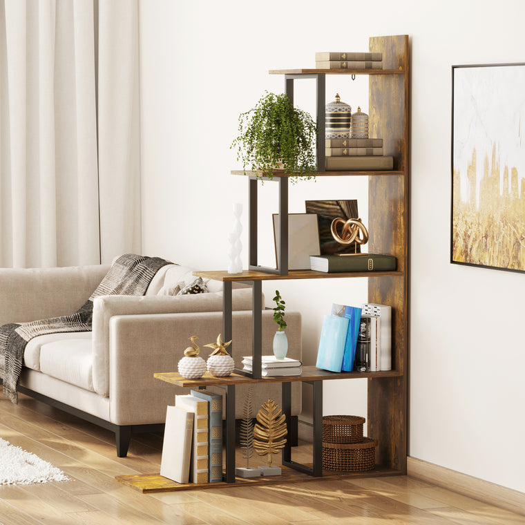 5-Tier Ladder Bookshelf - Rustic Brown