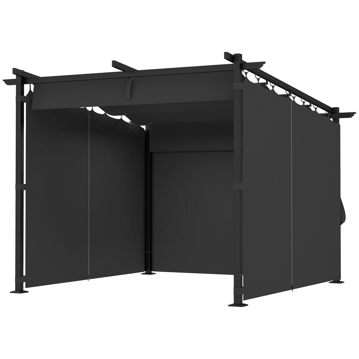 Metal Retractable Pergola Canopy with Sidewalls, Outdoor Gazebo UPF30+ Sun Shade Shelter for Garden, Deck