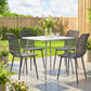 Outdoor Dining Chairs Set of 4, Patio Chairs with Slotted Backrest, Grey
