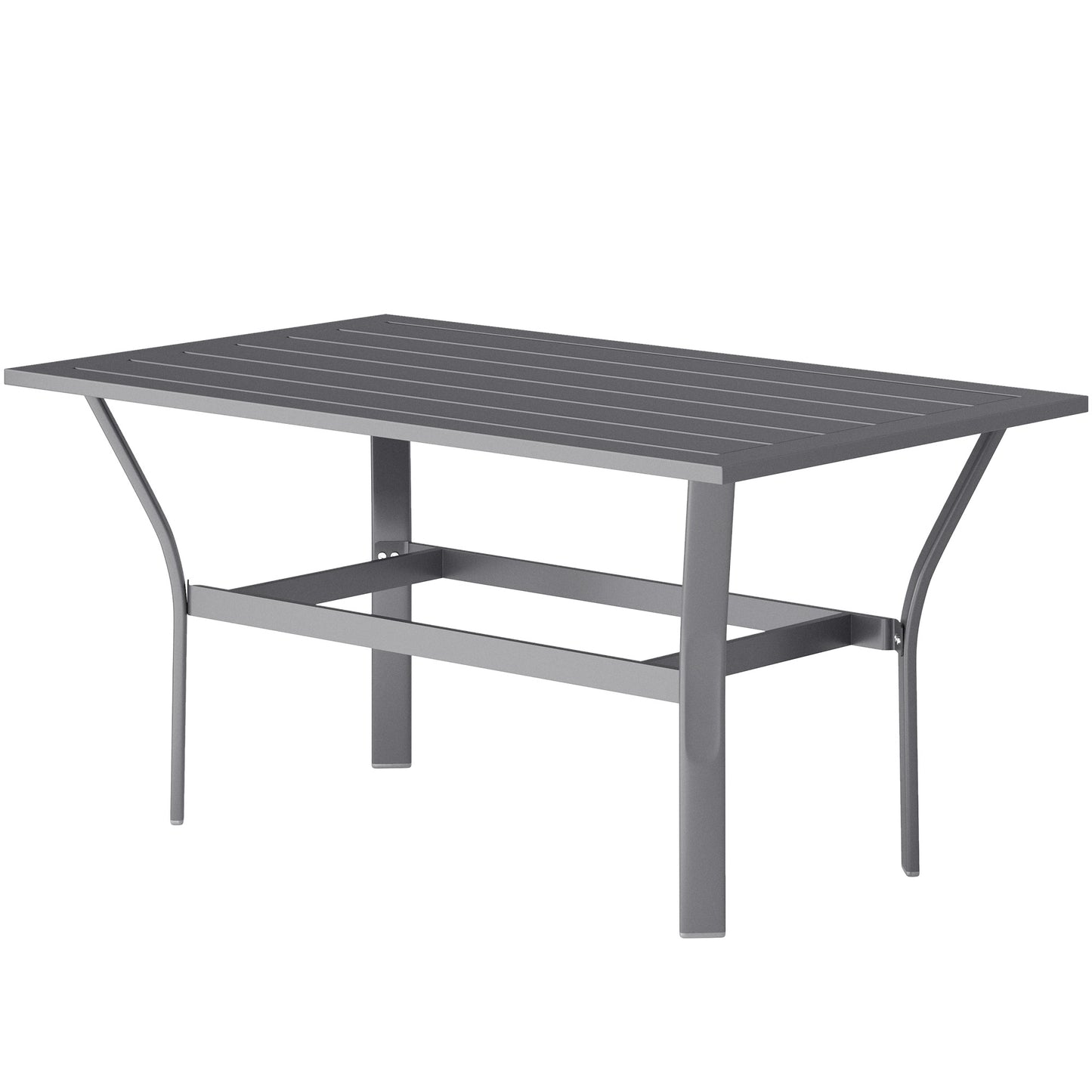 Outdoor Side Table with Slatted Tabletop, Metal Patio Coffee Table for Garden, Balcony, Black