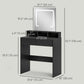 Makeup Vanity Desk with Mirror and LED Lights, for Bedroom, Modern Dressing Table with Drawers, Compartments, Black