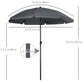 6ft Beach Umbrella, Outdoor Sun Shade Parasol with Push Button Tilt, Ruffled UV50+ Vented Canopy, Dark Grey