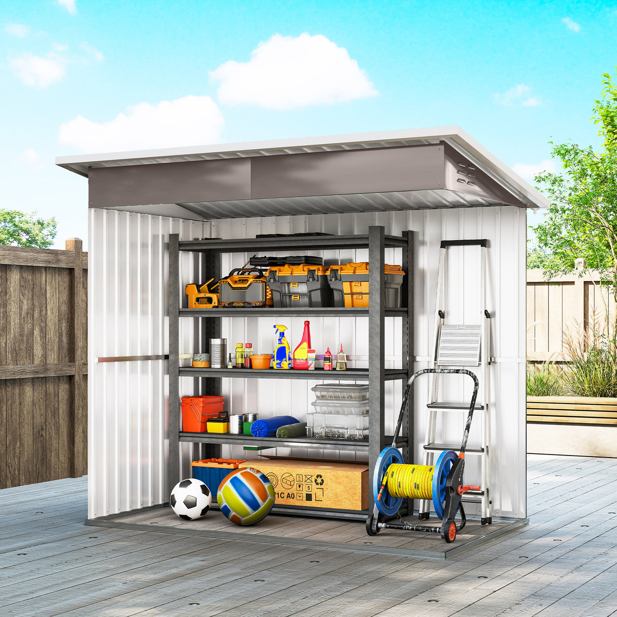7' x 4' Galvanized Steel Garden Shed with Window