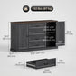 Farmhouse Sideboard with Charging Station, 58" Buffet Cabinet, Kitchen Storage Cabinet with 4 Drawers, 2 Doors, Black