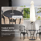3 Pieces Patio Bistro Set, Cast Aluminum Outdoor Conversation Furniture Set, Coffee Table with Umbrella Hole, 2 Armchairs, Brown