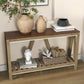 52" Console Table, Farmhouse Narrow Entryway Table with Storage Shelf, Rustic Sofa Table with Anti-tipper for Living Room and Hallway, Oak