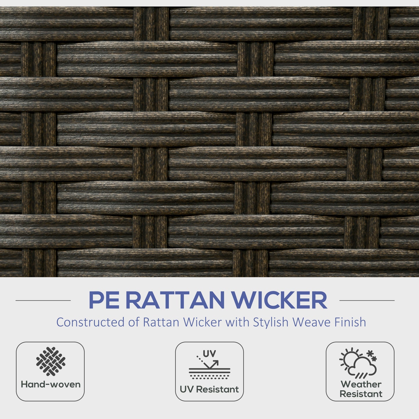 6 Pieces Outdoor Rattan Patio Furniture Set with Corner Sofa, Wood-Plastic Coffee Table, Navy Blue