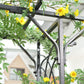 Metal Garden Arch Outdoor Walkway Arbor, 74.75" x 19.75" x 82.75", Dark Grey