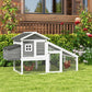 69" Wooden Chicken Coop with Run, Nesting Box, Tray, Grey