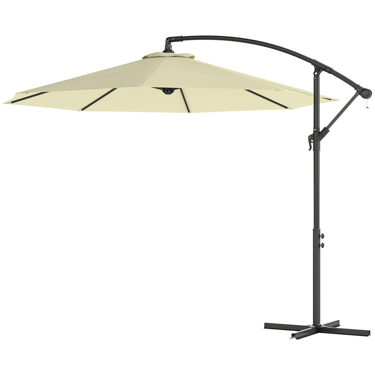 10' Beige Deluxe Banana Offset Umbrella with Crank