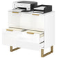 Lateral File Cabinet with 2 Drawers, Modern Filing Cabinet for Letter/A4/Legal Size Files, High Gloss White