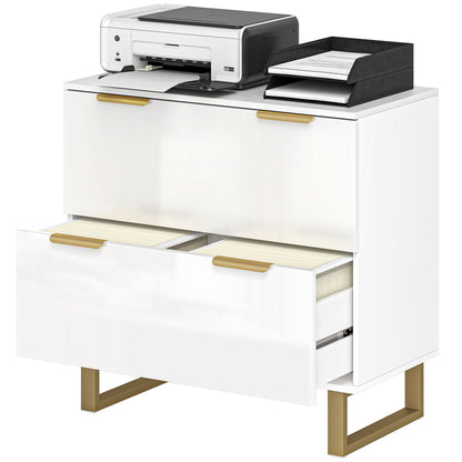 2-Drawer Lateral Filing Cabinet - High Gloss White