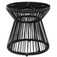 Round End Table, Rattan Side Table, Hollow Drum Design Coffee Table w/ Glass Top for Patio, Garden, Balcony, Dark Grey