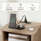 Nightstands Set of 2, Modern Bedside Tables with Charging Station, 2 Drawers and Open Shelf, Grey