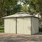 13' x 10' Soft-top Gazebo Patio Steel Canopy Portable Party Event with Double Canopy Roof, Curtains, Cream White