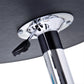 Modern Round Bar Table Adjustment Height Home Pub Bistro Desk Faux Leather Covered Wooden Top Chrome Base Black