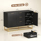 Sideboard Storage Cabinet with 3 Drawers, Adjustable Shelves and Doors, Kitchen Buffet Cabinet for Dining Room, Black