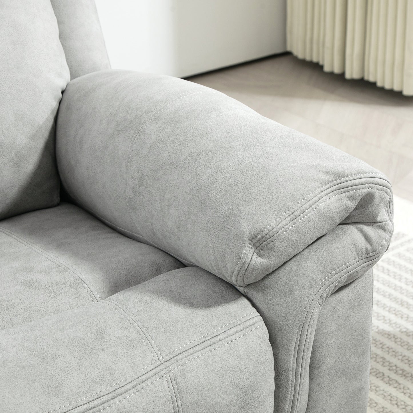 Manual Recliner Chair with Vibration Massage, Thick Foam Padding, Side Pockets for Living Room, Grey