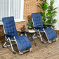 Folding Garden Chairs Set of 2, Reclining Zero Gravity Chair, Sun Lounger with Cushion and Headrest, Khaki