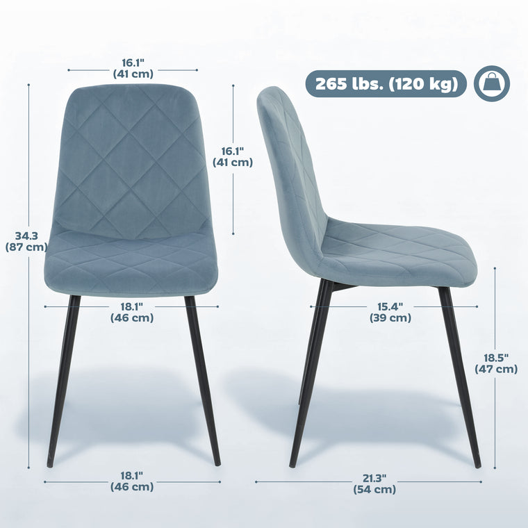 Upholstered Dining Chairs Set of 4 with Steel Legs