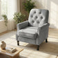Accent Chair, Mid-Century Modern Armchair with Thick Padded Seat, Spring Cushion, Solid Wood Legs, Grey