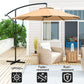 9.5' Khaki Cantilever Umbrella with Wind Protection Strap
