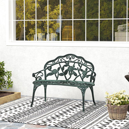 40" Cast Aluminum Antique Rose Loveseat Bench