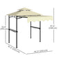 8' x 7.6' Grill Gazebo, Double Tiered Barbecue Grill Gazebo Shelter w/ Side Awning, 2 Side Shelves, 6 Hooks, Beige