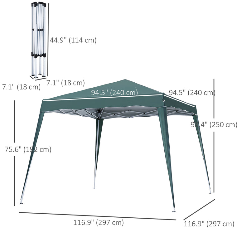 8' x 8' Green Foldable Pop-Up Canopy Tent with Carrying Bag