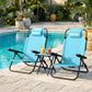 Set of 2 Beach Chair 5-Position Adjustable Folding Camping Chair with Headrest Armrests Light Blue